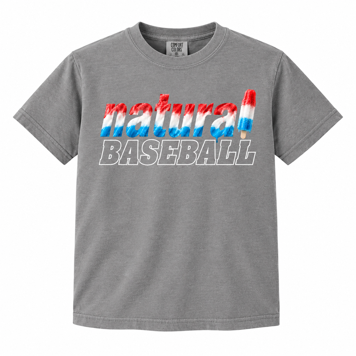 Natural Baseball Bomb Pop Youth Comfort Colors Tee