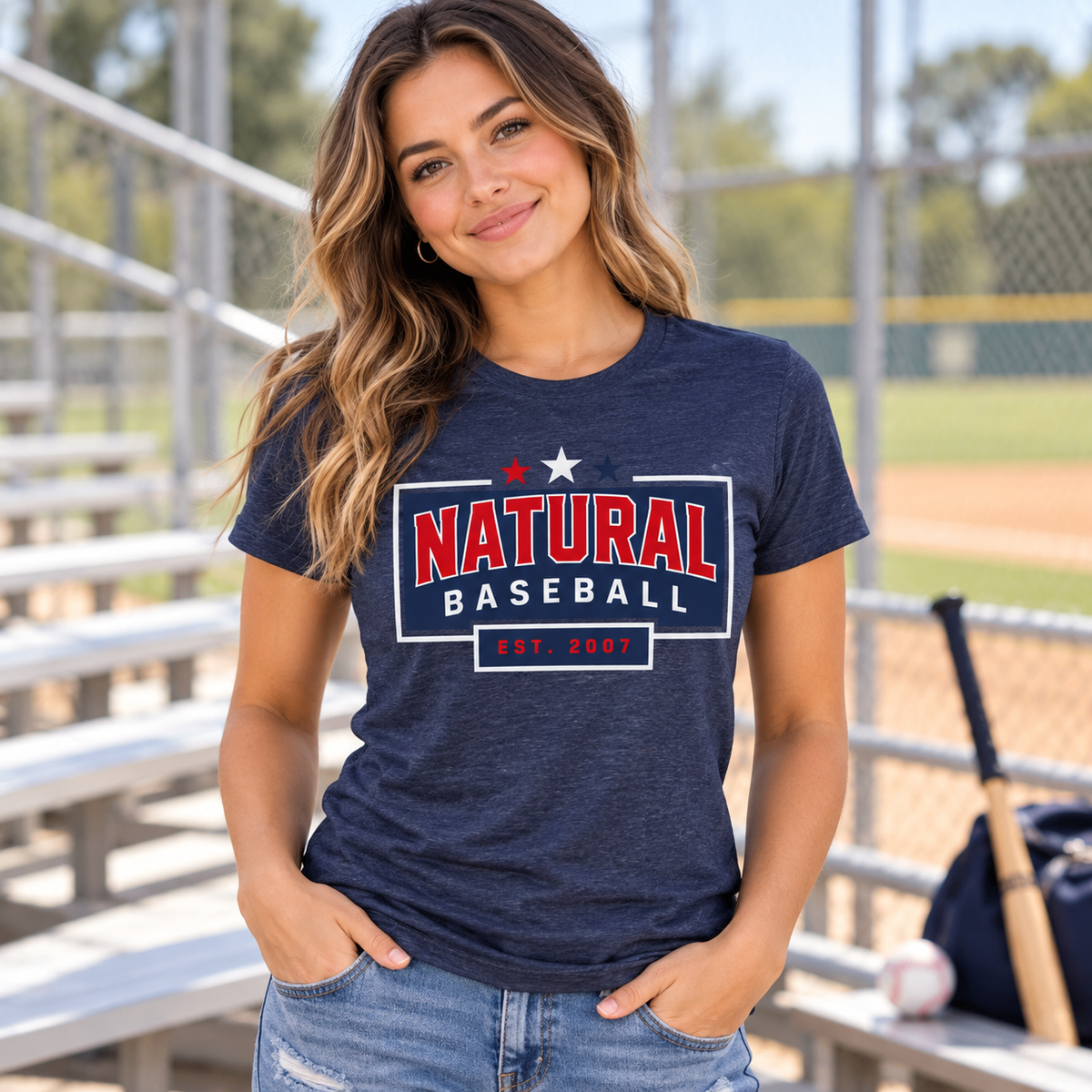 Natural Baseball Heritage Women's Triblend Tee