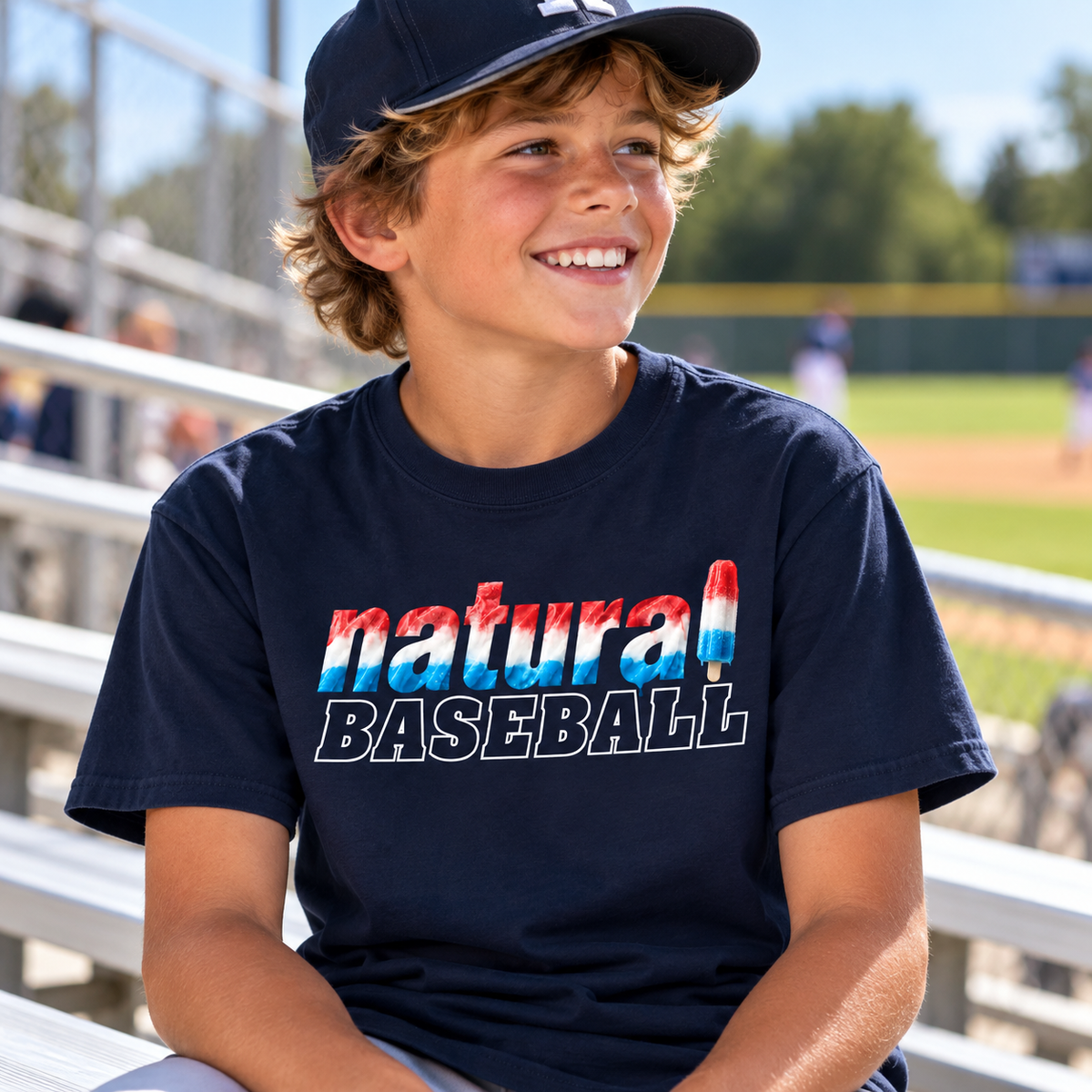 Natural Baseball Bomb Pop Youth Comfort Colors Tee
