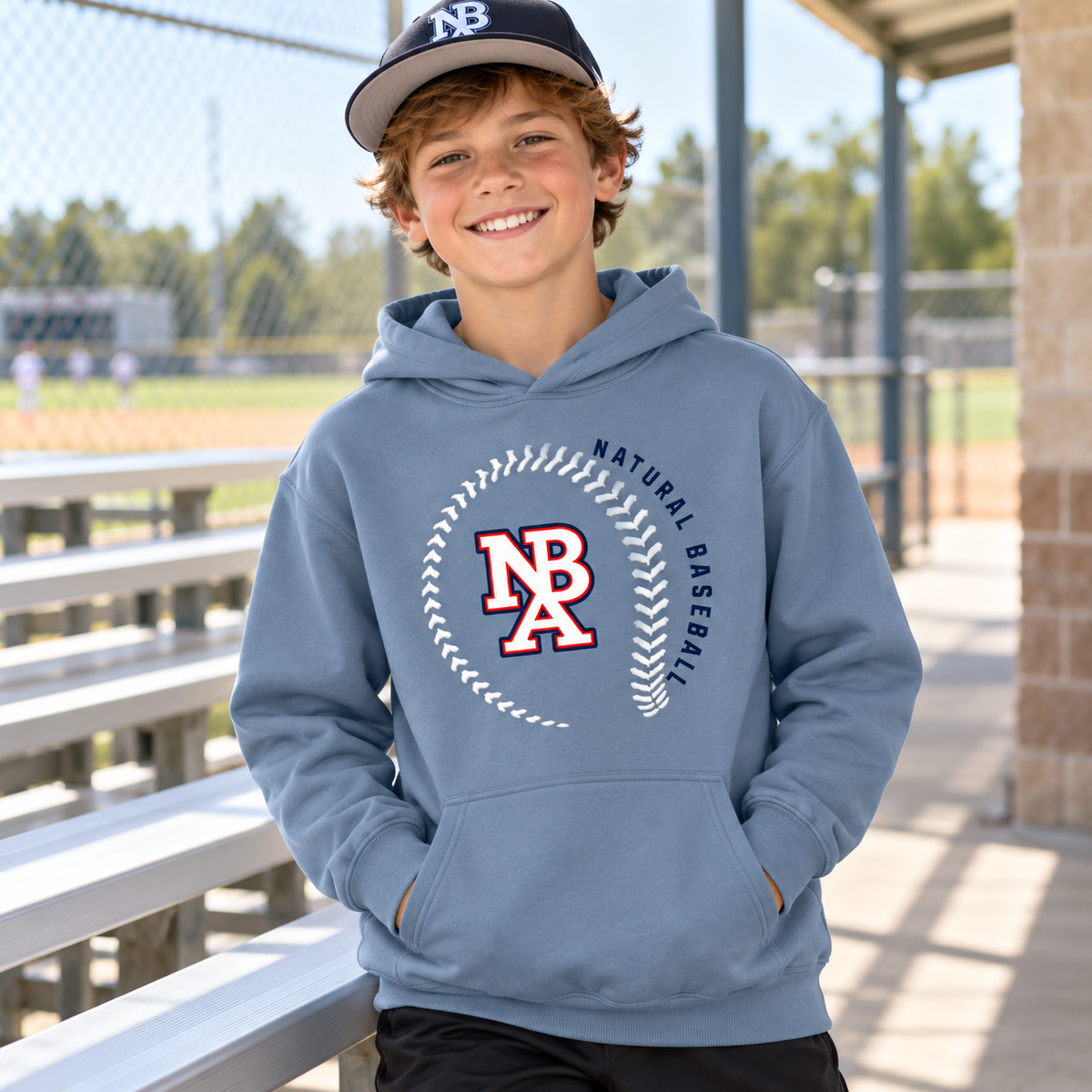 Natural Baseball Seams Youth Softstyle Hoodie