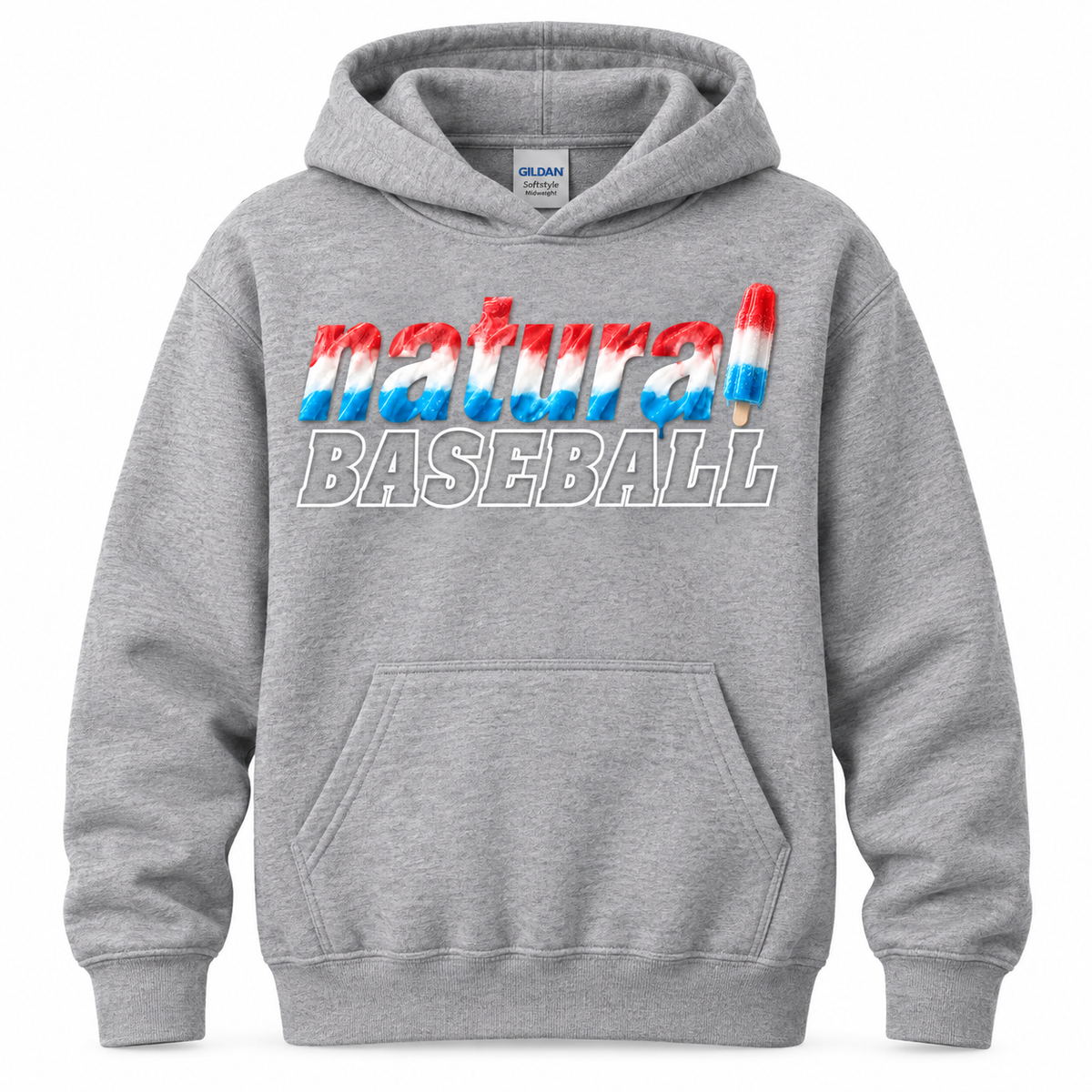 Natural Baseball Bomb Pop Youth Softstyle Hoodie