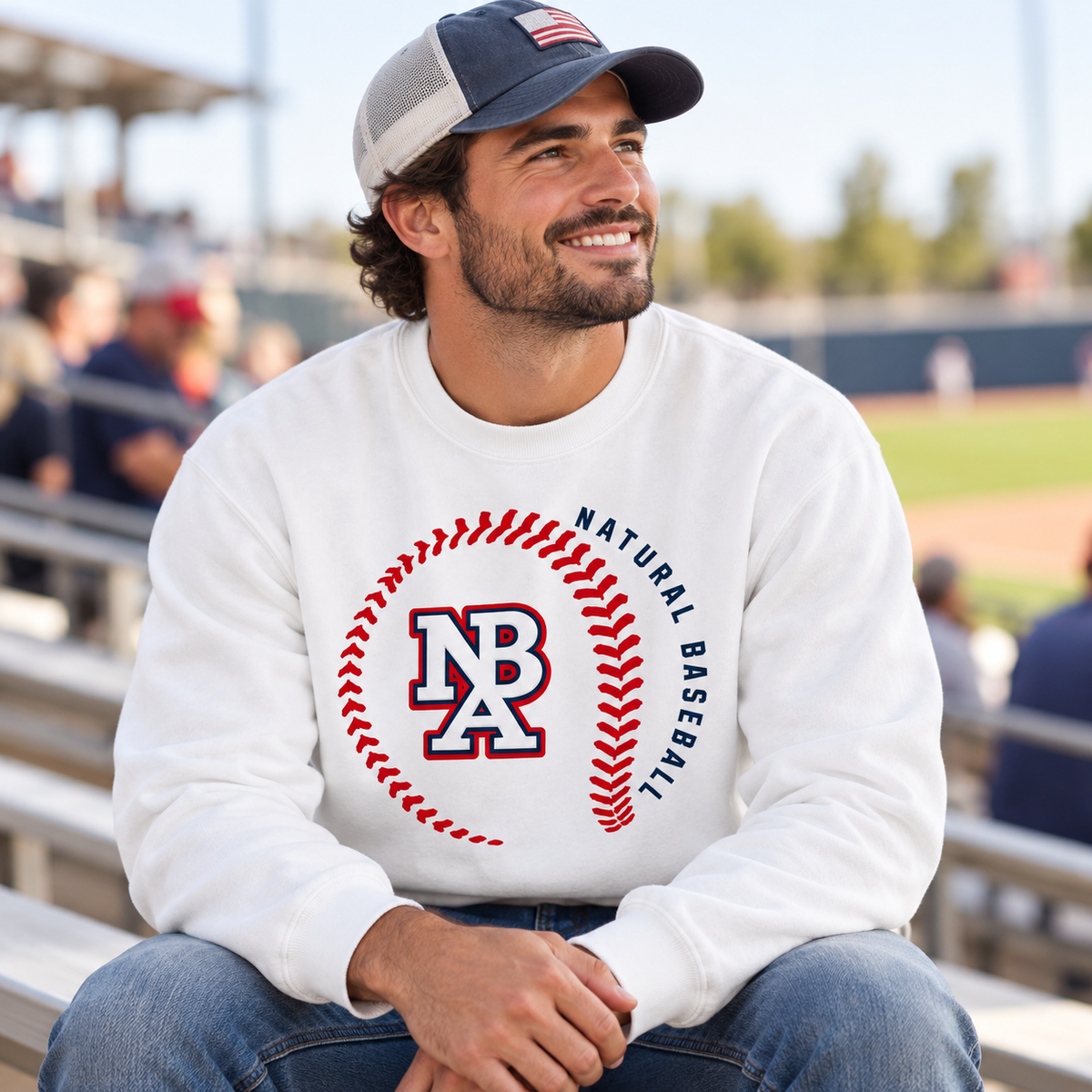 Natural Baseball Seams Men’s Vintage Crewneck