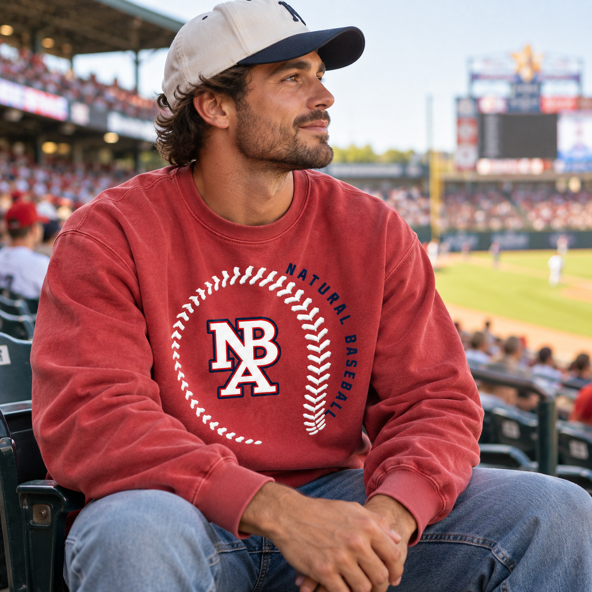 Natural Baseball Seams Men’s Vintage Crewneck