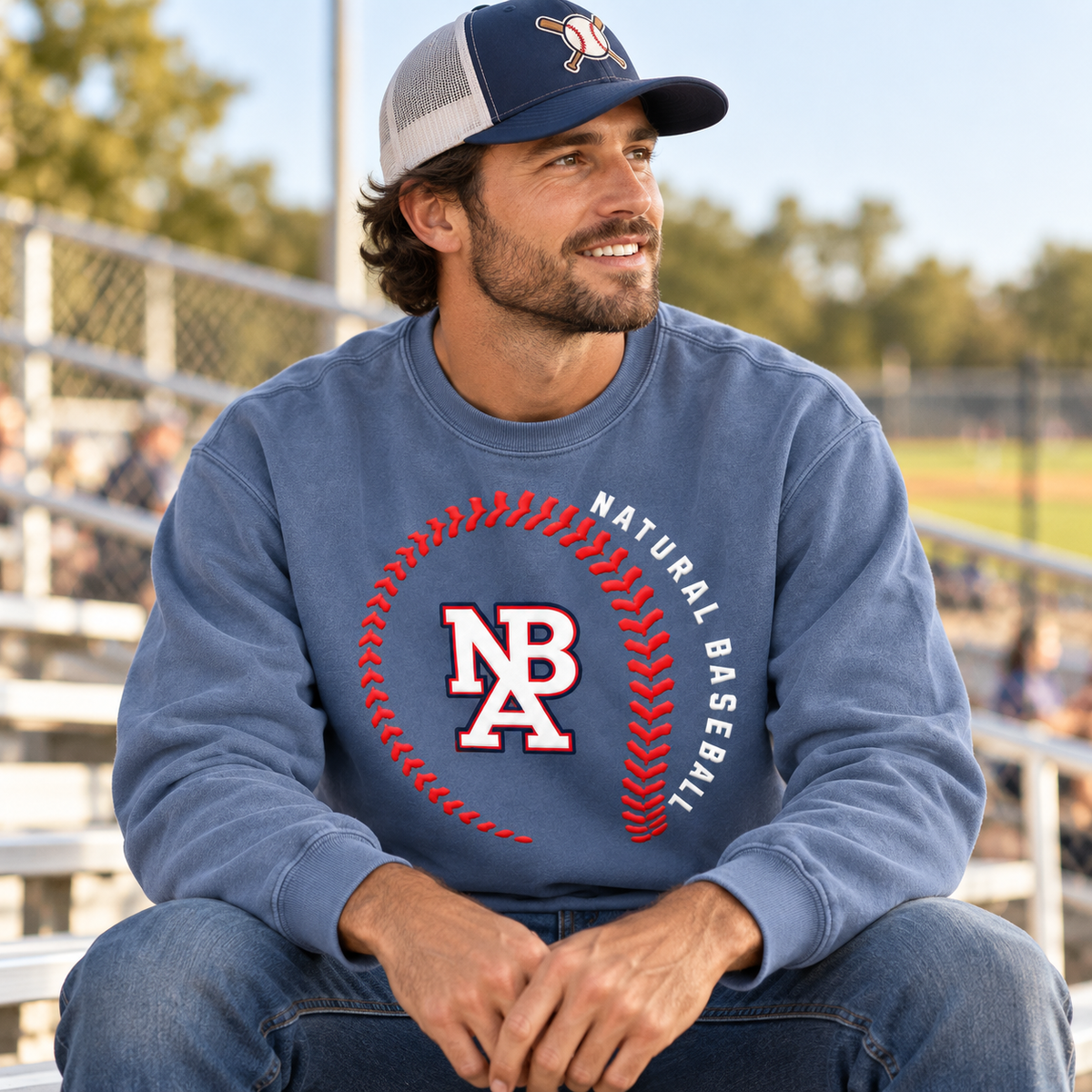 Natural Baseball Seams Men’s Vintage Crewneck