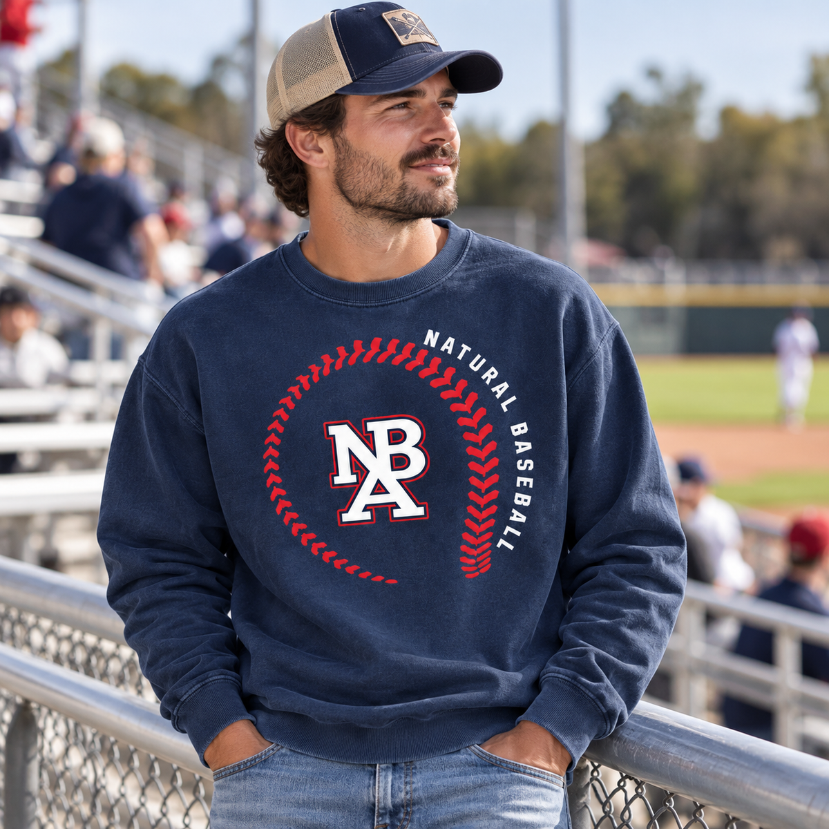 Natural Baseball Seams Men’s Vintage Crewneck